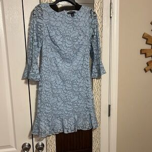 American Living Blue Ruffled Tiered Sheath Dress